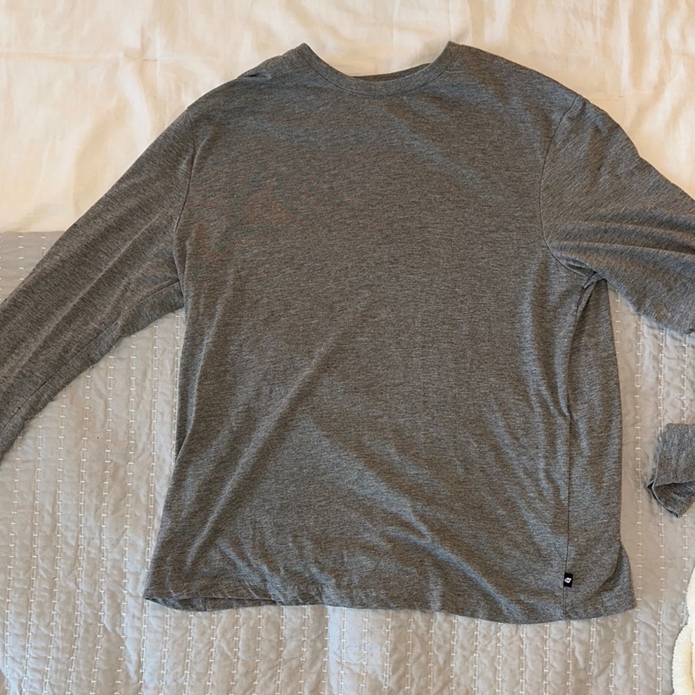 Gray Long Sleeve Tee with Relaxed Fit